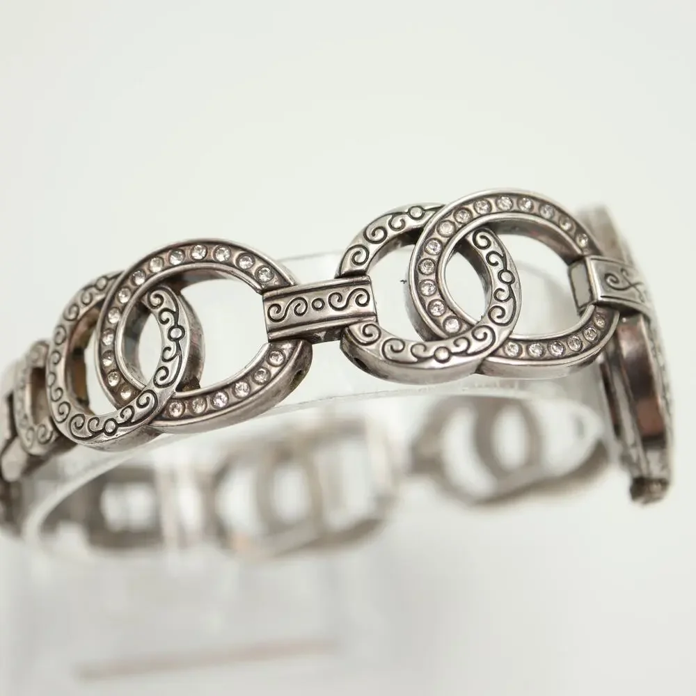 Brighton Stardust Silver Tone 31mm Watch Crystal Metal Bracelet w New Battery